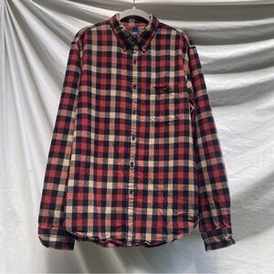 J. Crew red plaid button down shirt, size large